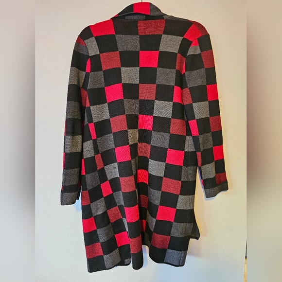 Joan Vass open fron checkered cardigan - Picture 2 of 5